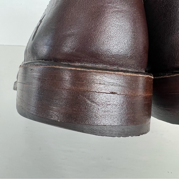 ♦️SOLD♦️FRYE Dark Brown Leather Braided Back Lace Up Chukka Ankle Boots Sz - Picture 13 of 16